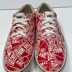 Vans Off The Wall Logo All Over Print Shoe Red & White US Size 6